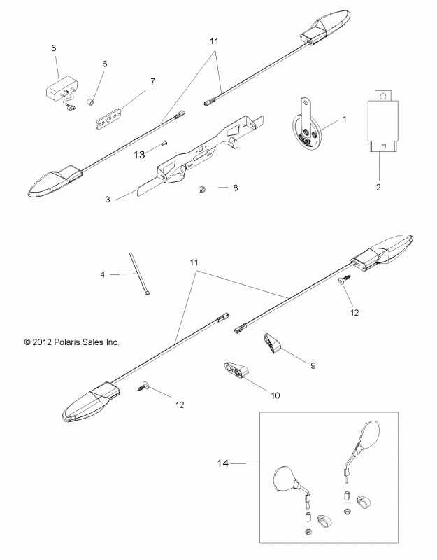 фото 2877222 MIRROR KIT ATV HANDLEBAR MOUNT/Зеркала комплект